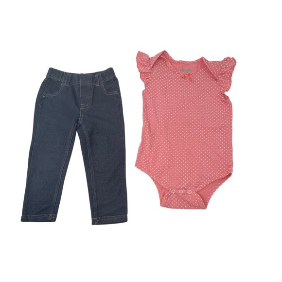 Toddler Girls Outfits - 2 pants, 1 Shirt, 1 Body Suit - Sizes 24 M and 2T - Picture 4 of 6